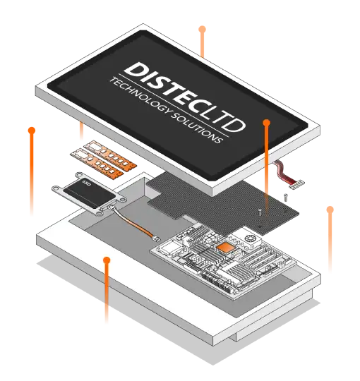 Modular industrial PC diagram displaying processor, SSD, and motherboard components
